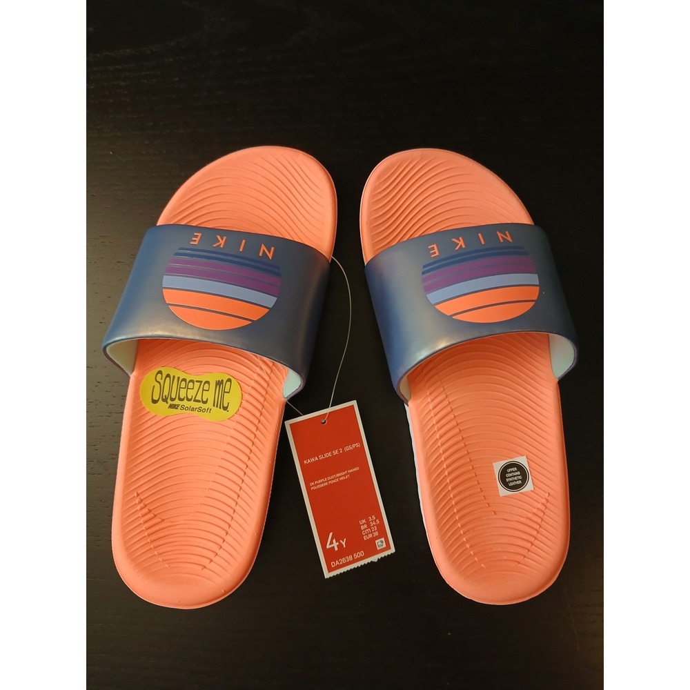 Nike Kawa Slide SE 2 GS PS Sunset Dk Purple Dust Bright Mango DA2638-500 4Y